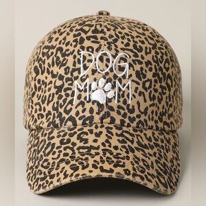 “Dog Mom” NWOT Embroidered Leopard Print Baseball Cap One Size